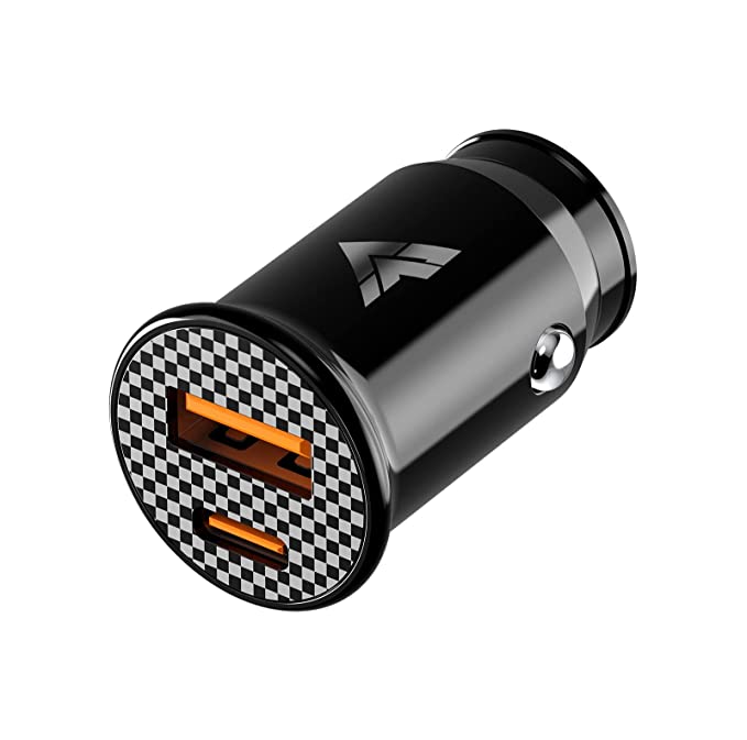 DR VAKU USB C Car Charger, 38W Dual Port Fast USB Car Charger with Power Delivery & Quick Charger 3.0 Compatible with iPhone12/ 12 Pro/Max/ 12 Mini/iPad Pro 2020,MacBook - Black