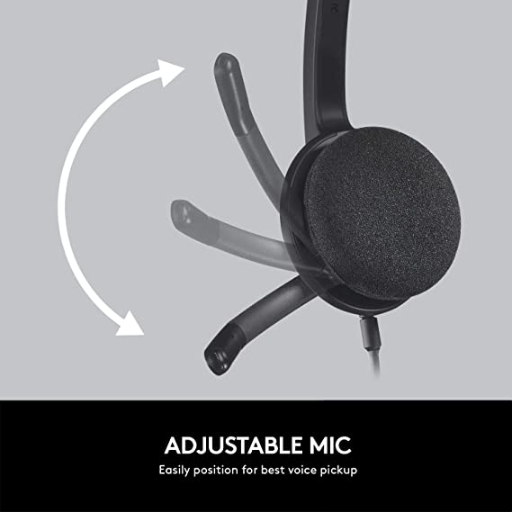 Logitech H340 Stereo H Noise-Cancelling, Usb Wired Over Ear Headphones With Mic For Pc/Mac/Laptop