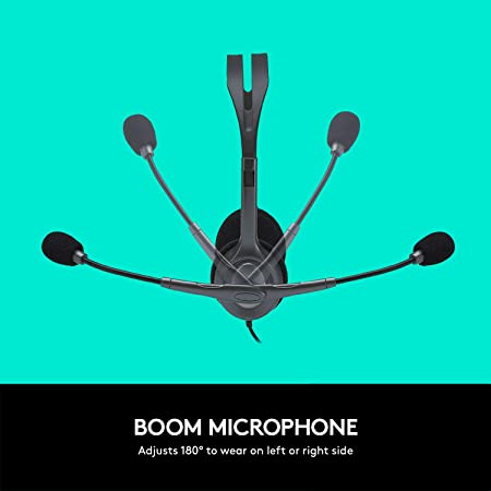 Logitech H111 Wired On Ear Headphones With Mic Black