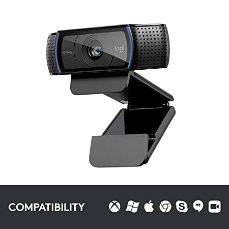 Logitech C920 HD Pro Webcam - 1080p, Optical, Full HD Streaming Camera for Widescreen Video Calling and Recording, Dual Microphones, Autofocus, Compatible with PC - Desktop Computer or Laptop