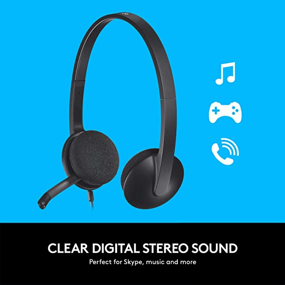 Logitech H340 Stereo H Noise-Cancelling, Usb Wired Over Ear Headphones With Mic For Pc/Mac/Laptop