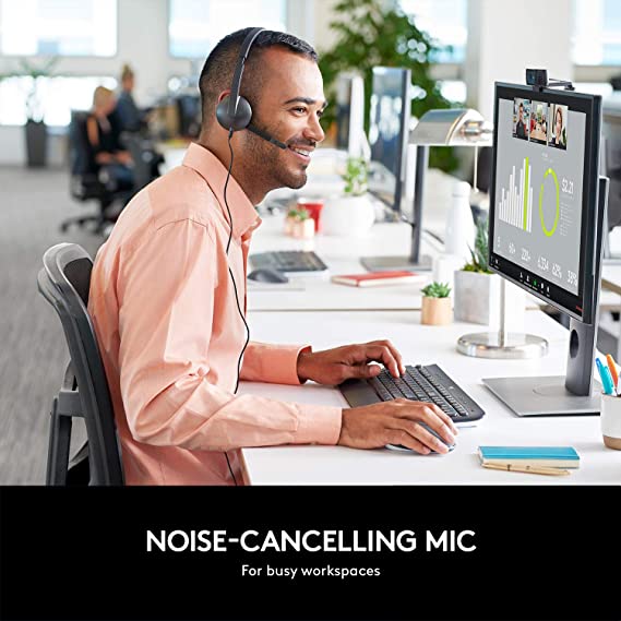 Logitech H340 Stereo H Noise-Cancelling, Usb Wired Over Ear Headphones With Mic For Pc/Mac/Laptop