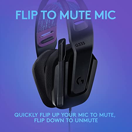 Logitech G335 Lightweight Gaming Wired Over Ear Headphones with Mic Flip to Mute 3.5Mm Audio Jack, Memory Foam Earpads, Compatible for Pc, Playstation, Xbox, Nintendo Switch (Black)
