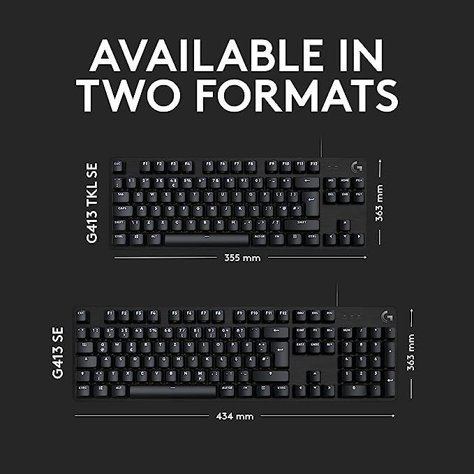 Logitech G413 TKL SE Wired Mechanical Gaming Keyboard - Black