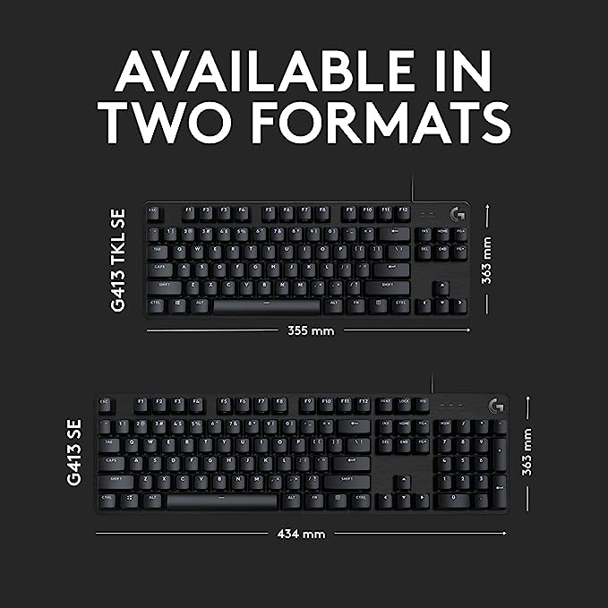 Logitech G413 SE Full-Size Mechanical Gaming Wired Keyboard - Black