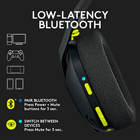 Logitech G435 Light Speed and Lightweight Gaming Bluetooth Wireless Over Ear Headphones with Mic, 18H Battery, Compatible for Dolby Atmos, Pc, Ps4, Ps5, Mobile - (Black)