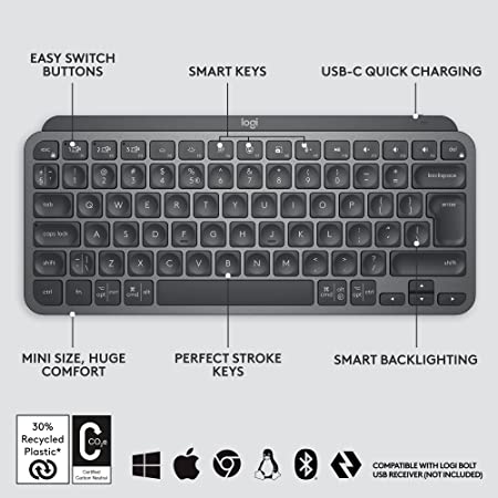 Logitech MX Keys Mini Wireless Illuminated Keyboard - Graphite