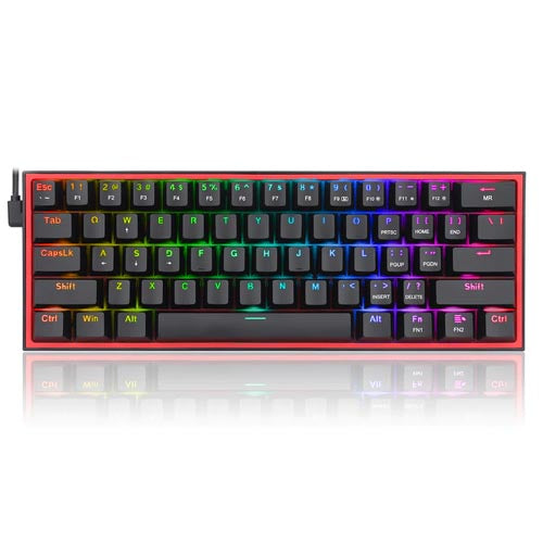 Redragon Fizz K617 – 60% Wired Mechanical Keyboard Black (Red Switches) 