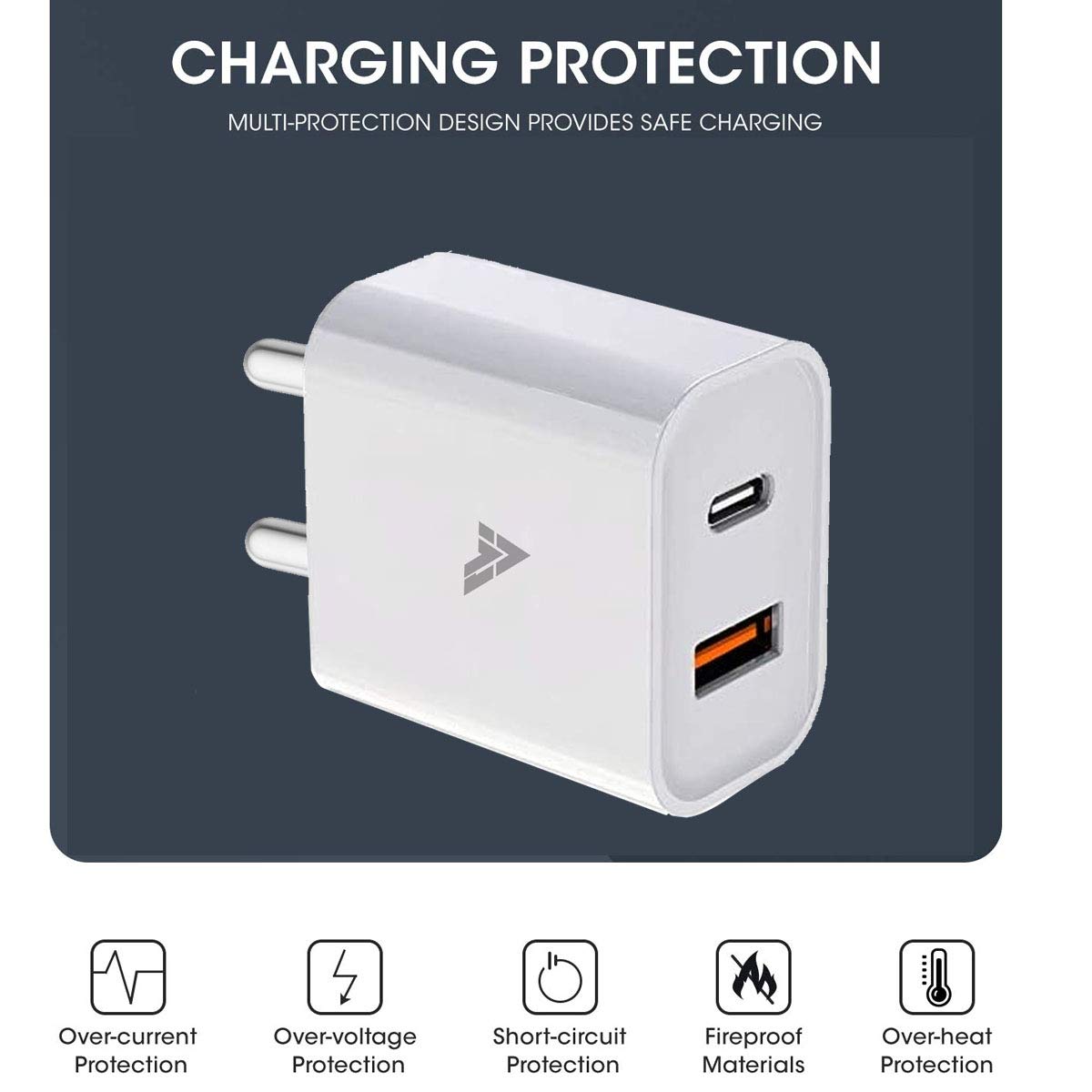 DR VAKU 20W USB C Power Adapter PD QC 3.0 PowerPort II, for iPhone 12 Fast Charger, 2-Port Wall Charger Power Delivery PD 3.0 with USB C and QC 3.0 USB A, Dual Port (White)