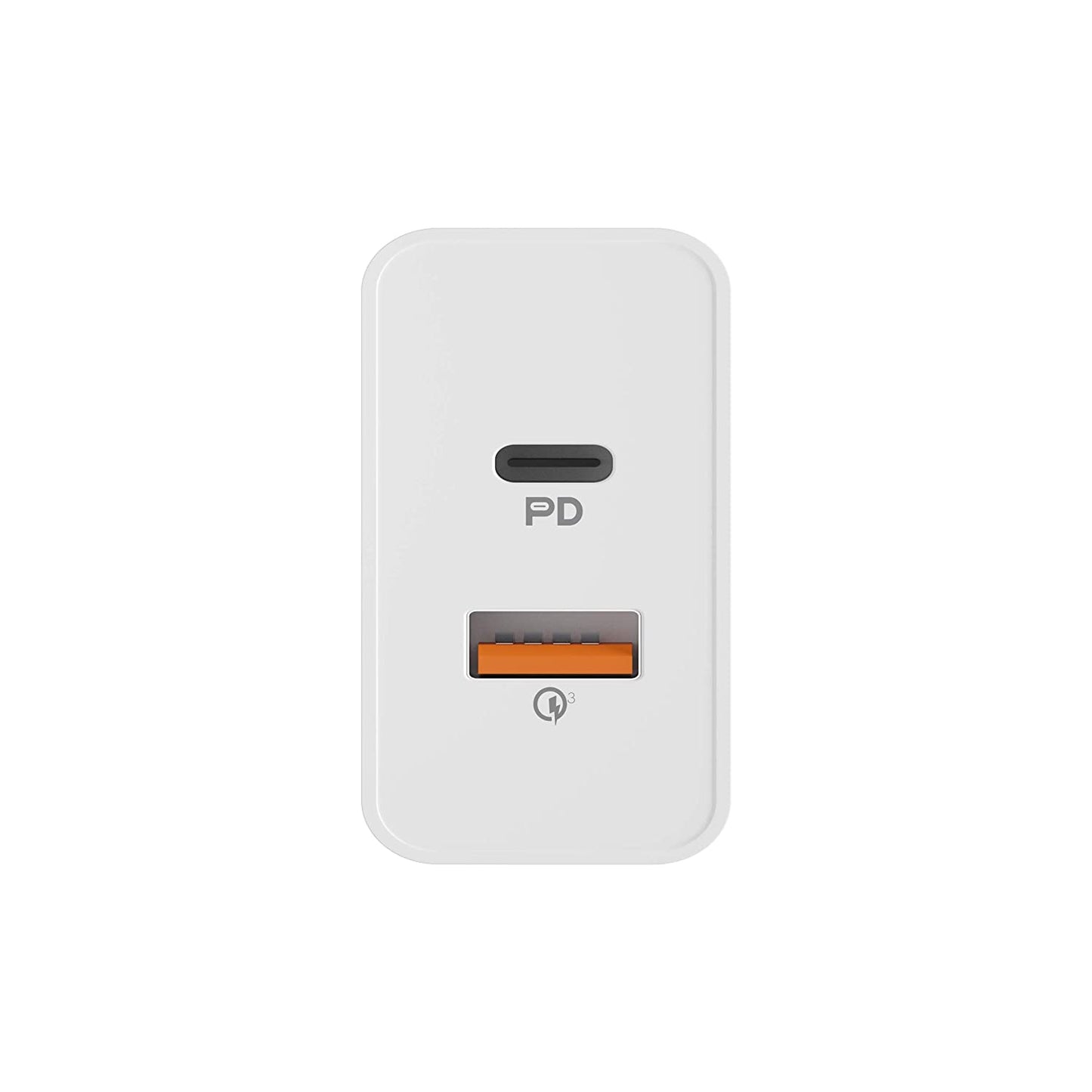 DR VAKU 20W USB C Power Adapter PD QC 3.0 PowerPort II, for iPhone 12 Fast Charger, 2-Port Wall Charger Power Delivery PD 3.0 with USB C and QC 3.0 USB A, Dual Port (White)