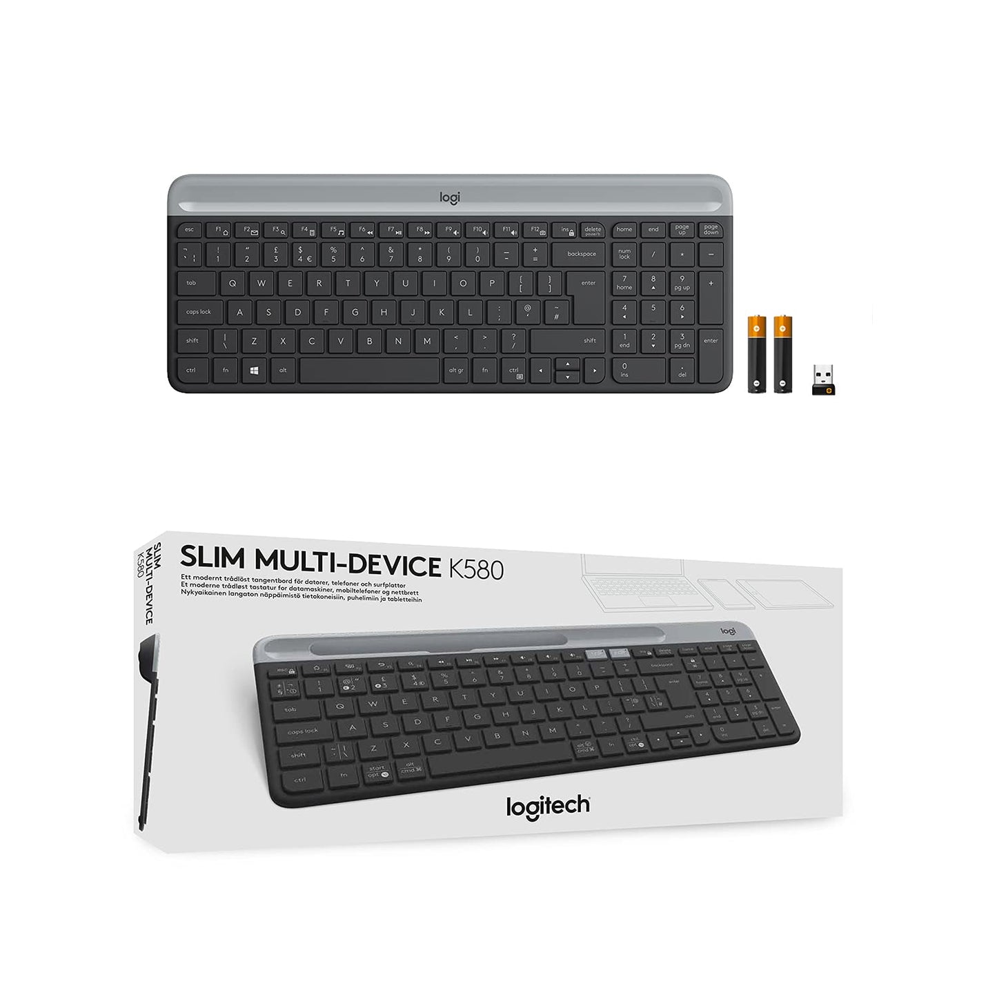 Logitech K580 Slim Multi-Device Wireless Keyboard - Graphite