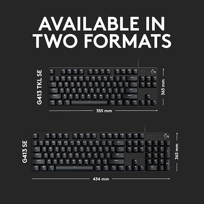 Logitech G413 SE Full-Size Mechanical Gaming Wired Keyboard - Black