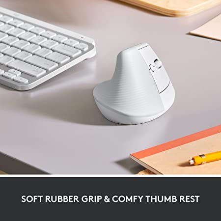 Products Logitech Lift Vertical Ergonomic Mouse, Wireless - Pale Grey