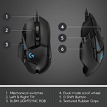 Logitech G502 Hero High Performance Wired Gaming Mouse - Black