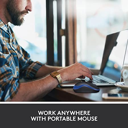 Logitech M185 Wireless Mouse, 2.4GHz with USB Mini Receiver, 12-Month Battery Life, 1000 DPI Optical Tracking, Ambidextrous, Compatible with PC, Mac, Laptop - Blue