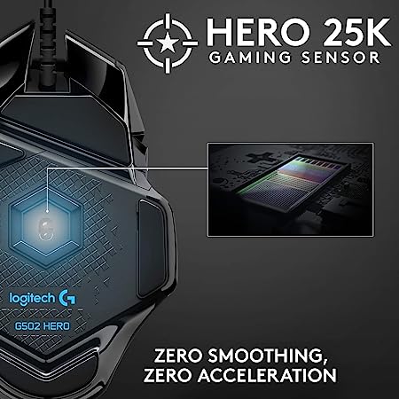 Logitech G502 Hero High Performance Wired Gaming Mouse - Black