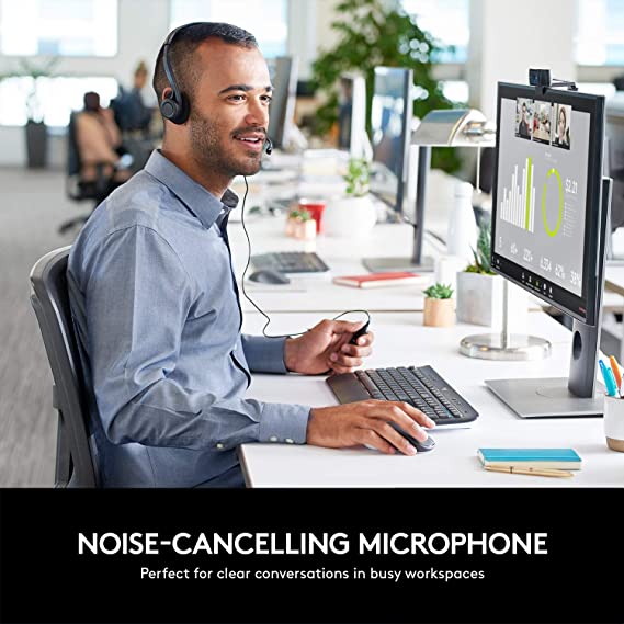 Logitech H370 USB Stereo Wired Over Ear Headphones with mic,in-Line Controls, Adjustable Headband, PC/Mac/Laptop - Black
