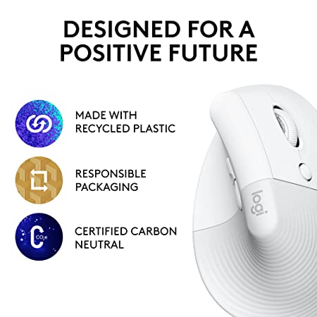 Products Logitech Lift Vertical Ergonomic Mouse, Wireless - Pale Grey