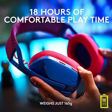 Logitech G435 Lightspeed and Bluetooth Wireless Over Ear Gaming Headphones - Lightweight, with mics, 18h Battery, Compatible with Dolby Atmos, PC, PS4, PS5, Mobile - Blue
