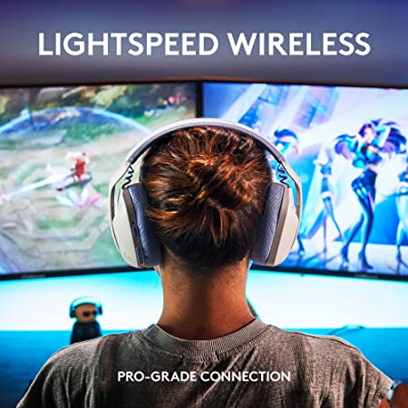 Logitech G435 Lightspeed and Bluetooth Wireless Over Ear Gaming Headphones - Lightweight with Dual mics, 18h Battery, Compatible with Dolby Atmos, PC, PS4, PS5, Mobile - White