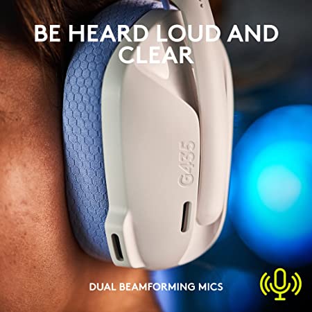 Logitech G435 Lightspeed and Bluetooth Wireless Over Ear Gaming Headphones - Lightweight with Dual mics, 18h Battery, Compatible with Dolby Atmos, PC, PS4, PS5, Mobile - White