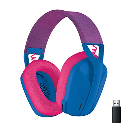 Logitech G435 Lightspeed and Bluetooth Wireless Over Ear Gaming Headphones - Lightweight, with mics, 18h Battery, Compatible with Dolby Atmos, PC, PS4, PS5, Mobile - Blue
