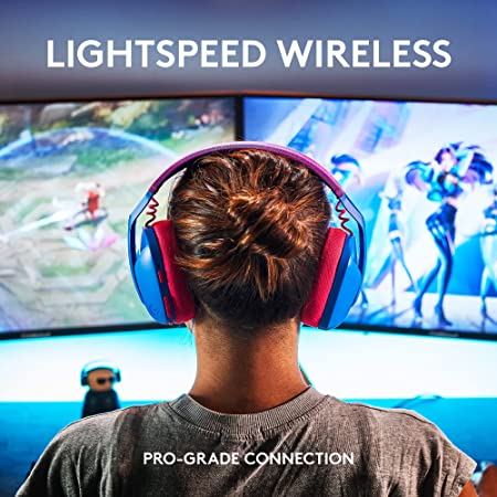 Logitech G435 Lightspeed and Bluetooth Wireless Over Ear Gaming Headphones - Lightweight, with mics, 18h Battery, Compatible with Dolby Atmos, PC, PS4, PS5, Mobile - Blue